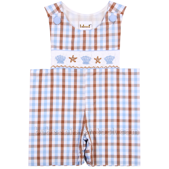 Nice sea creature smocked shortall for boy - BB1112