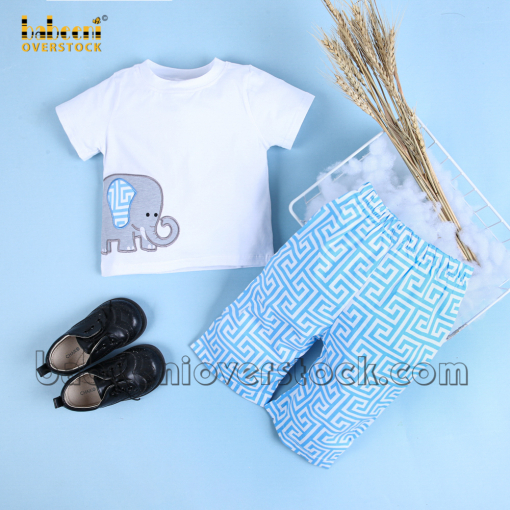 Lovely elephant appliqued set for boys - BB1030