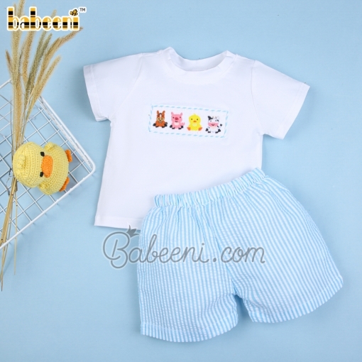 Smocked animal boy clothing  - BB2438