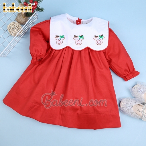 Reindeer shadow embroidery baby dress - BB2470A