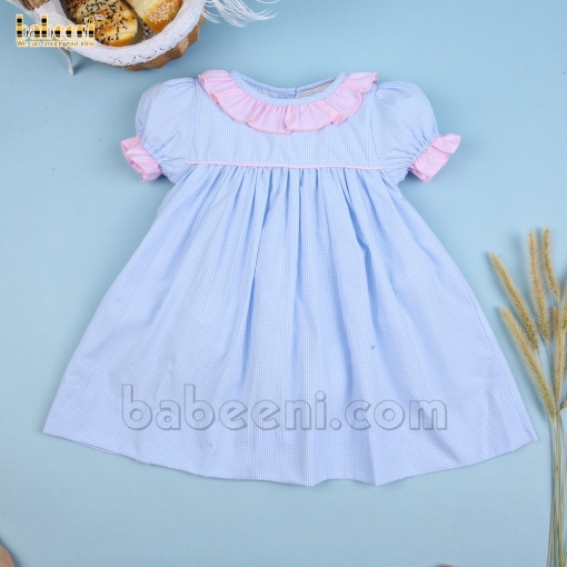 Lovely pink ruffle plain dress - BB2534