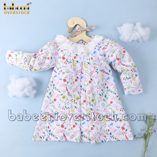 Flower printed girl long sleeve dress - BB2346B