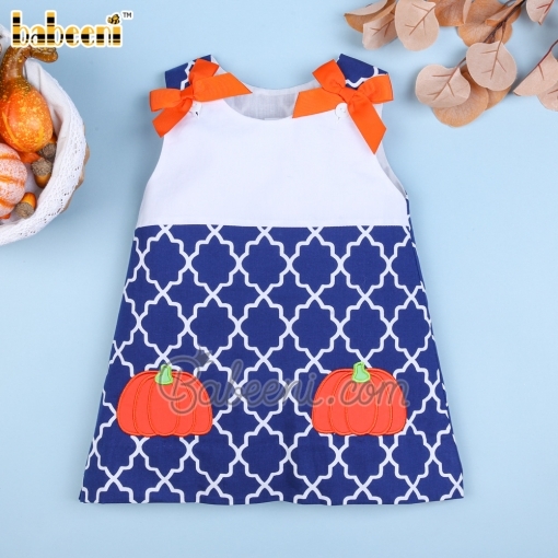Lovely pumpkin applique dress - BB1063A