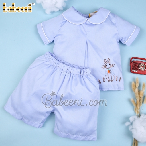 Bunny hand embroidery boy set - BB1364