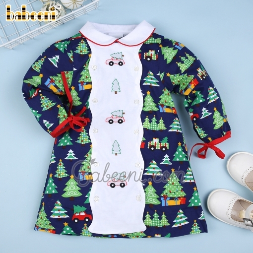 Christmas tree car shadow embroidery dress - BB1389A