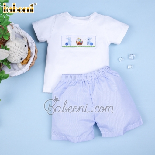 Cute bunny boy smocked set - BB1162