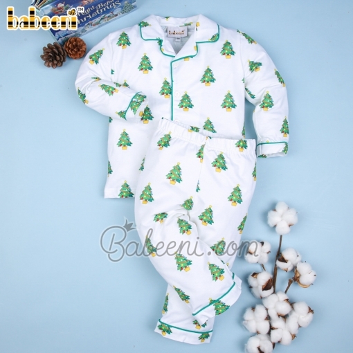 Printed Christmas tree boy pajama set - BB2351A