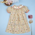 yellow--flower-dress-with-geometric-smock-around-neck