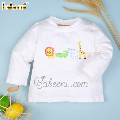 Cute appliqued animals boy T-shirt - BB1947