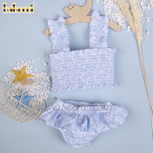 Baby blue floral printed baby swimwear – BB2676A