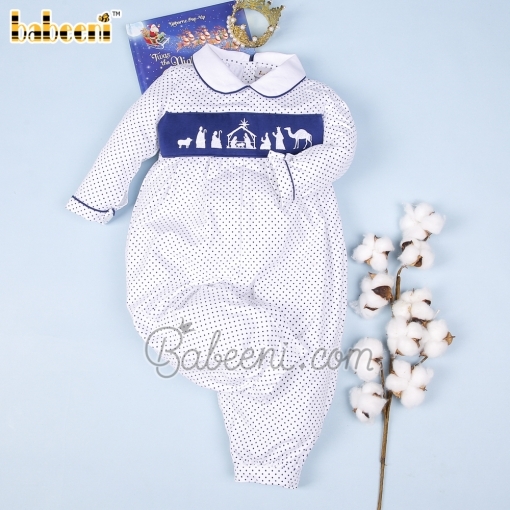 Nativity scene embroidery boy long bubble – BB2791