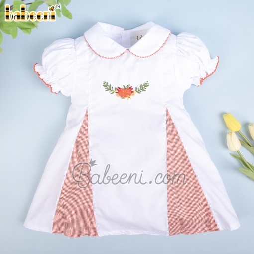 Pumpkin French knot embroidery baby dress – BB2855B