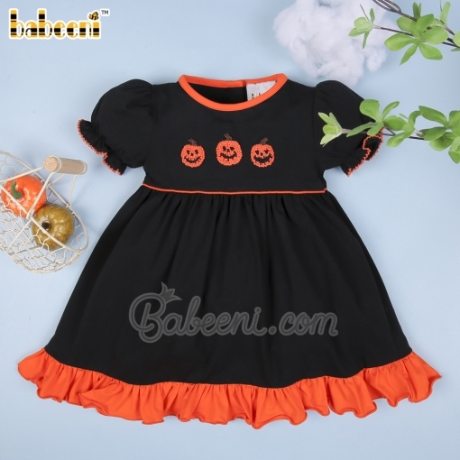 Pumpkin French knot embroidery baby dress – BB2870B