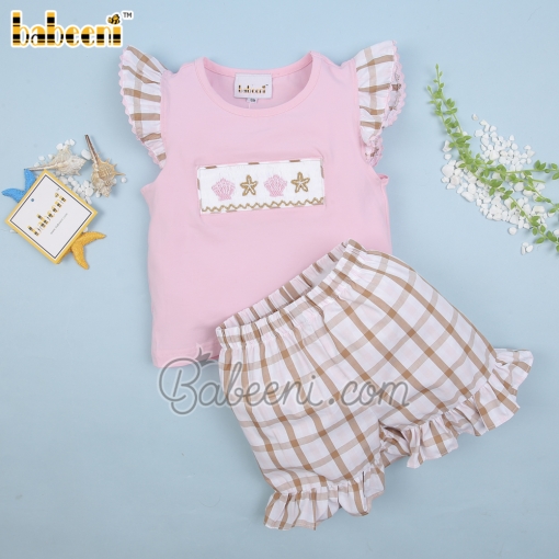 Cute girl sea creature smocked clothing set - BB1113