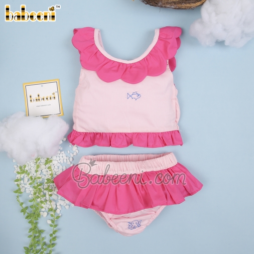 Sea animal embroidery swimwear two piece set - BB1419