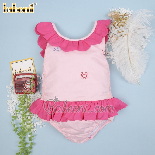 Sea animal embroidery girl swimsuit - BB1420B