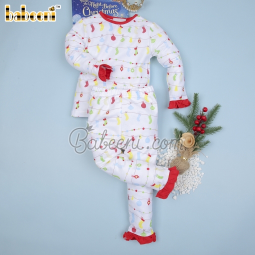 Printed Christmas gift girl sleepwear set - BB2295A