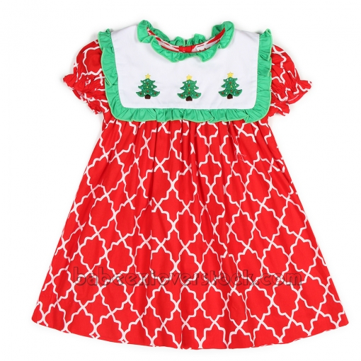 X-mas tree hand embroidered dress - BB1349