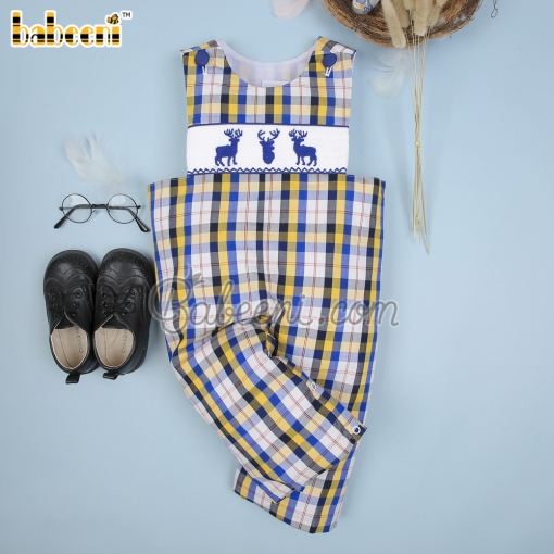 Nice reindeer smocked longall - BB1273
