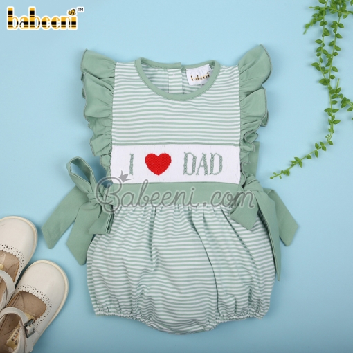I love Dad hand smocked girl bubble – BB3047
