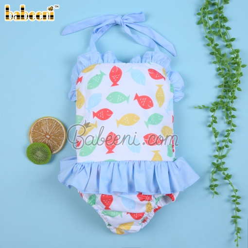 Fish printed girl one piece swimwear – BB3082A