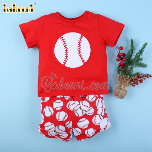 Baseball 2 pieces set applique for boy - BB3091A