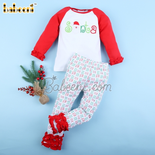 Santa Applique 2 pieces set for Girl - BB3094A