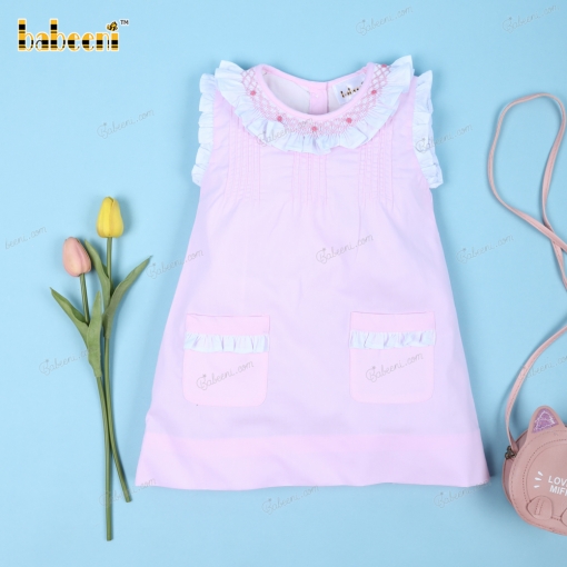 Embroidery Peach Dress With White Accent For Girl - BB3131A