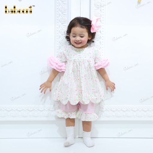 Lily floral printed girl two piece set – BB3080A