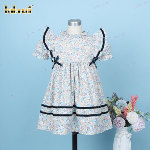 Plain Dress Floral And Mallard Green Outline For Girl - BB3241A
