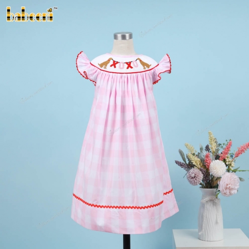 Smocked Dress Dog XO Caro Red For Girl - BB3294A