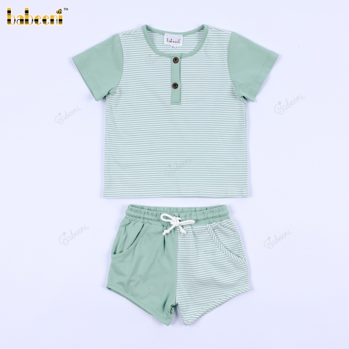 Plain Set In Aqua Foam And Green For Boy - BB3193