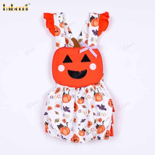 Halloween theme applique baby overalls – BB3417