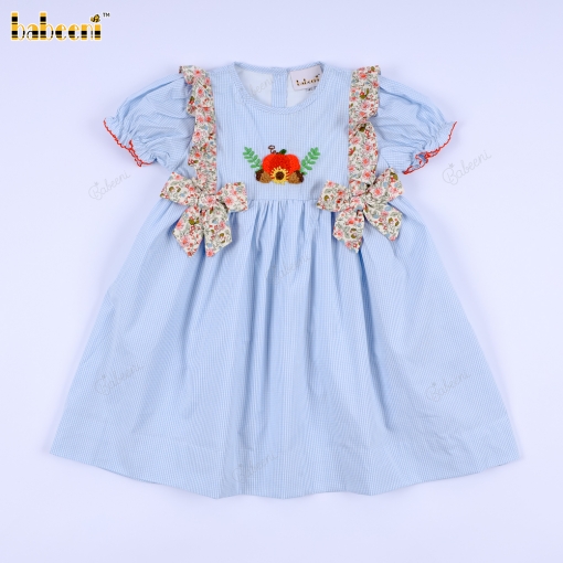 Pumpkin French knot embroidery baby ruffle dress – BB3021A