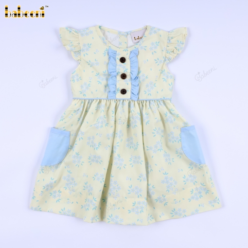 Tiny flower printed baby yellow dress – BB3026A