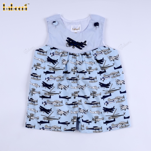 Baby Jumpsuit Dress with Cute Airplane Pattern- BB3572